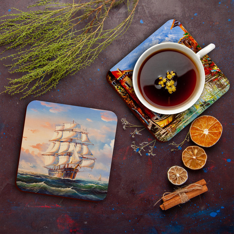 زیر لیوانی لوکسینو مدل نقاشی های زیبای آبرنگی مجموعه 6 عددی