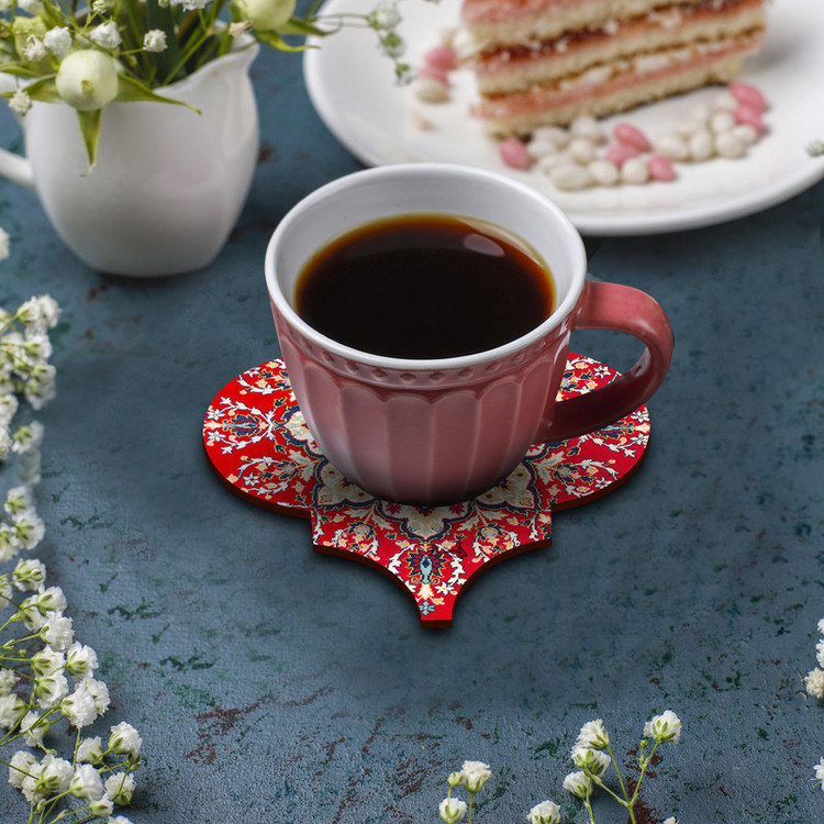 زیر لیوانی مدل فرش و گلیم مجموعه 4 عددی