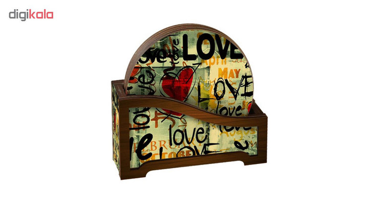 زیر لیوانی طرح Love کد BMSH_1944 مجموعه 6 عددی