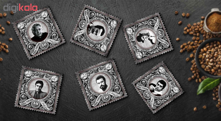 زیر لیوانی لوکسینو مدل مشاهیر طرح تمبر B1 مجموعه 6 عددی