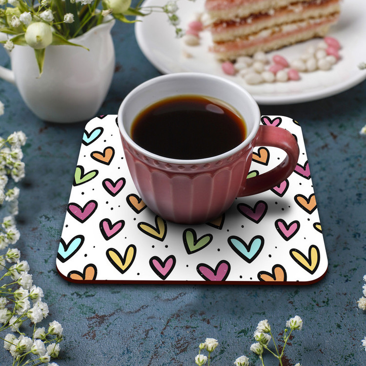زیر لیوانی لوکسینو مدل قلب های رنگی رنگی کد Love_1